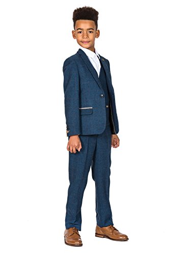 Boys-Blue-Tweed-Suit-with-Blazer-Jacket-Waistcoat-Trousers-for-Prom-Or ...