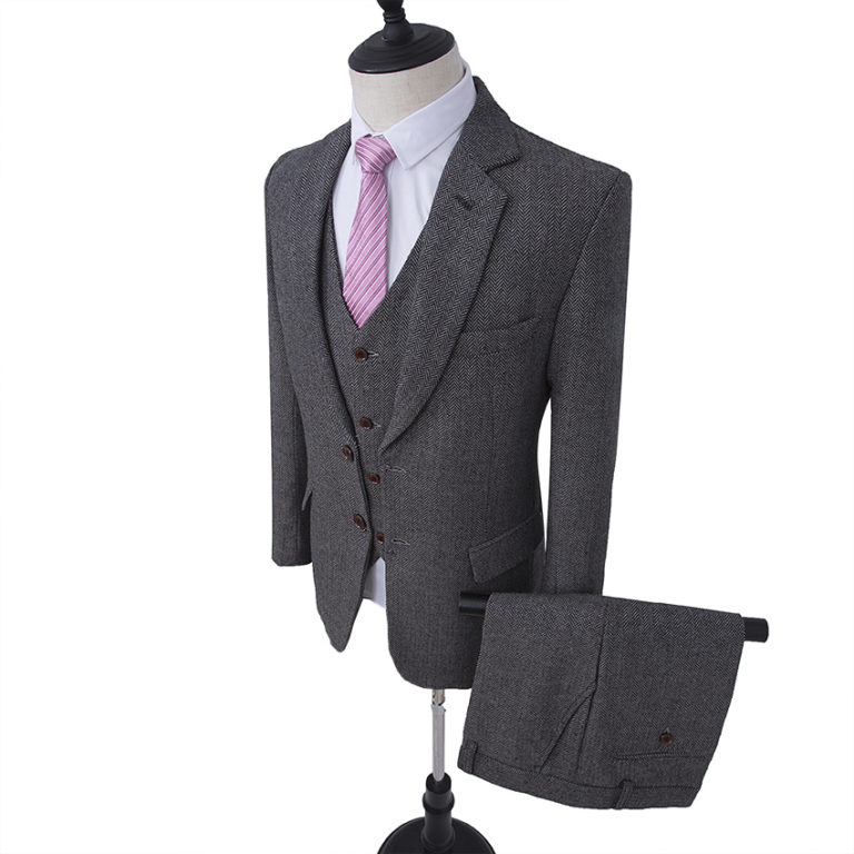 British Tweed Co - Classic Grey Herringbone Tweed Three Piece Suit ...
